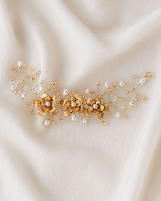 Tiara Dorada Amélie - Pedra México